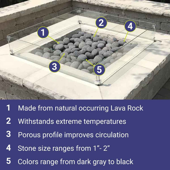 American Fire Products Medium Gray Lava Stone (1" - 2") - LAVAST-M