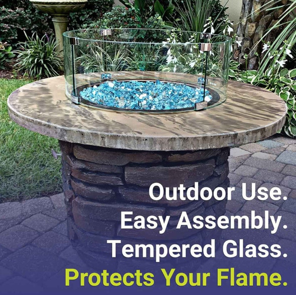 American Fire Products Round Glass Flame Guard for 25" x 6" Round Drop-In Fire Pit Pan - FG-RSP-25