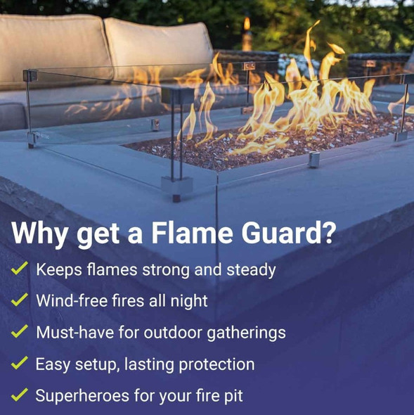 American Fire Products Rectangular Glass Flame Guard for 18" x 6" Drop-In Fire Pit Pan - FG-AFPP-18