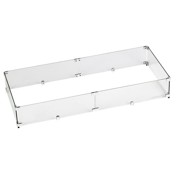 American Fire Products Rectangular Glass Flame Guard for 36" x 12" Drop-In Fire Pit Pan - FG-AFPP-36