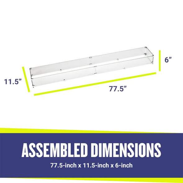 American Fire Products Linear Glass Flame Guard for 72" x 6" Linear Drop-In Fire Pit Pan - FG-LCB-72