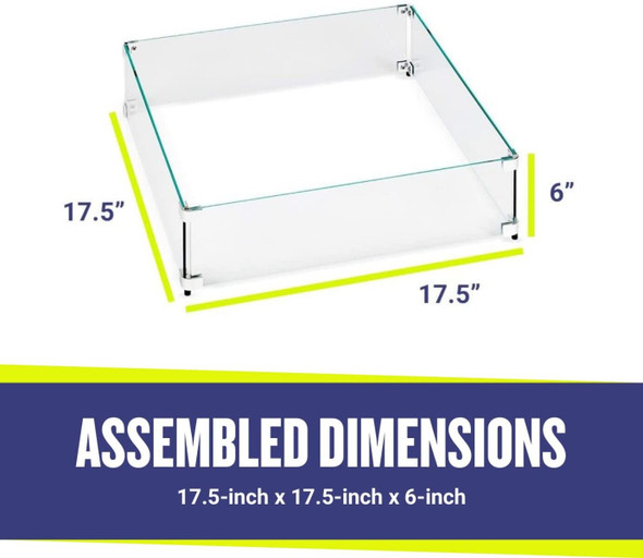 American Fire Products Square Glass Flame Guard for 12" Square Drop-In Fire Pit Pan - FG-SQP-12