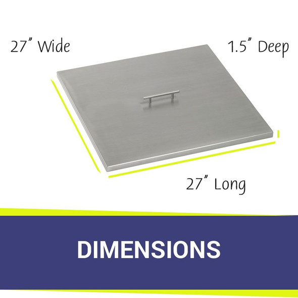 American Fire Products Stainless Steel Cover for Square Drop-In Fire Pit Pan - SS-CV-SQP-24