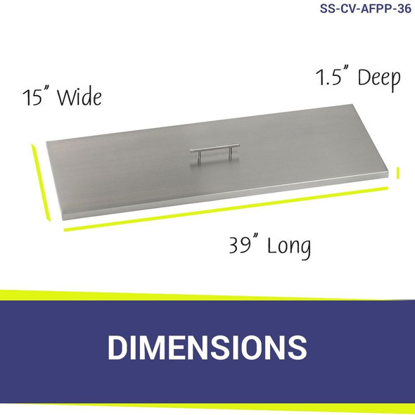 American Fire Products Stainless Steel Cover for Rectangular Drop-In Fire Pit Pan - SS-CV-AFPP-36