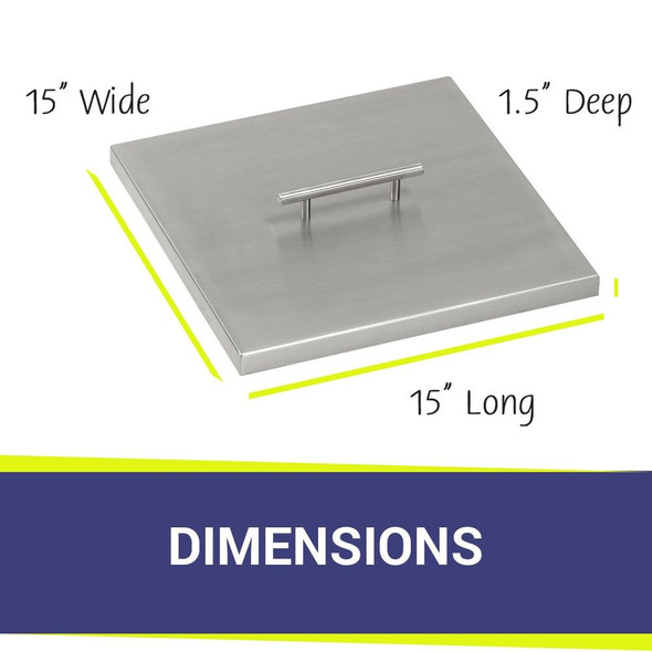 American Fire Products Stainless Steel Cover for Square Drop-In Fire Pit Pan - SS-CV-SQP-12