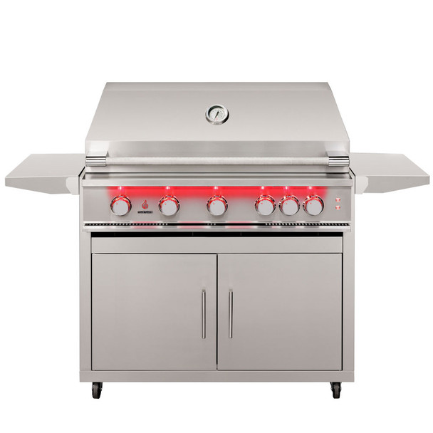 TrueFlame Stainless Deluxe Cart & TrueFlame 40-Inch 3 Burner Grill - TF40 + CART-TF-40DC