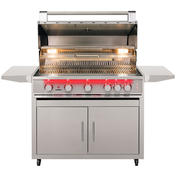 TrueFlame Stainless Deluxe Cart & TrueFlame 40-Inch 3 Burner Grill - TF40 + CART-TF-40DC
