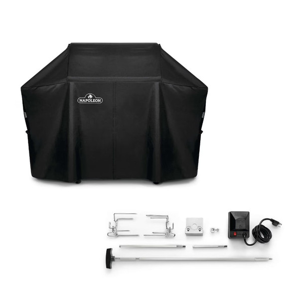 Napoleon Rogue 525 Grill Cover & Rotisserie Kit Bundle