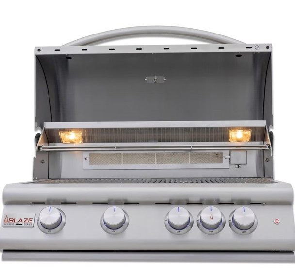 Blaze LTE+ Marine Grade 32-in 4-Burner Natural Gas Grill w/ Lift-Assist Hood & Rear Infrared Burner - BLZ-4LTE3MG-NG