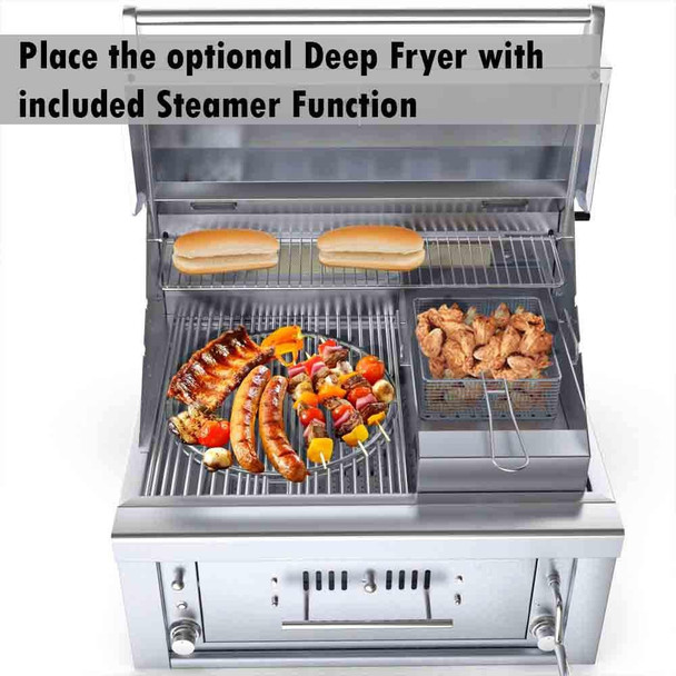 Sunstone Series 30-Inch Hybrid Single Zone Charcoal/Wood Burning W/Infrared Burner Grill