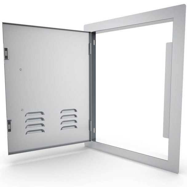 Sunstone-Grill-Classic-Series-17-Inch-Stainless-Steel-Left-Hinge-Vented-Vertical-Single-Access-Door-A-DV1724-L-Open