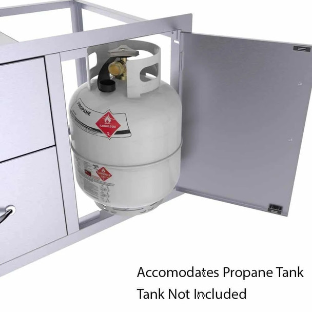 Sunstone Grills Classic Series 36-Inch Stainless Steel Flush Mount Right-Hinged Access Door & Double Drawer Combo-Propane Tank