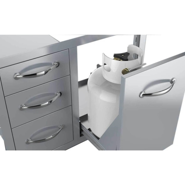 Sunstone Grills Classic Series 30-Inch Stainless Steel Roll-Out Propane Tank Drawer & Triple Drawer Combo-Propane-View