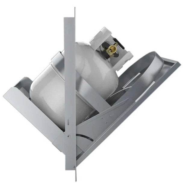 Sunstone Grills Classic Series 20-Inch Stainless Steel Vented Tilt-Out Propane Tank Bin-Open-Side-View