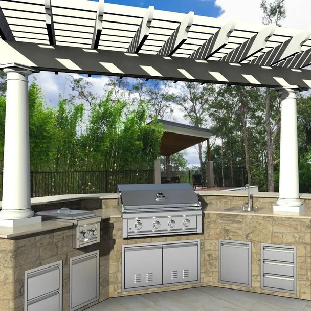 Sunstone Grills Aruba Series 30-Inch Stainless Steel Vented Double Access Door-BBQ-Island-View