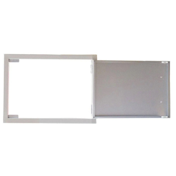 Sunstone Grills Signature Series 20-Inch Stainless Steel Beveled Frame Reversible-Hinged Horizontal Single Access Door-Front-Open-View