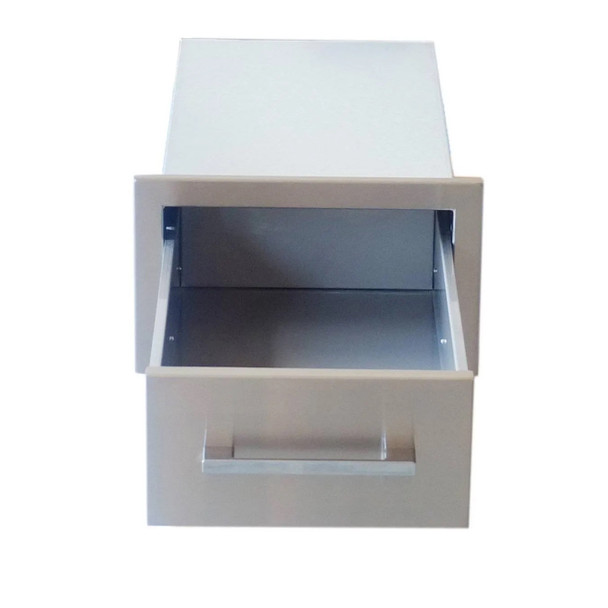 Sunstone Grills Signature Series 14-Inch Stainless Steel Beveled Frame Single Access Drawer-Top-Open-View