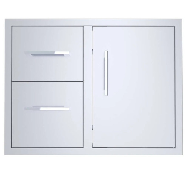 Sunstone Signature Series 30-Inch Stainless Steel Beveled Frame Double Access Drawer and Door Combo