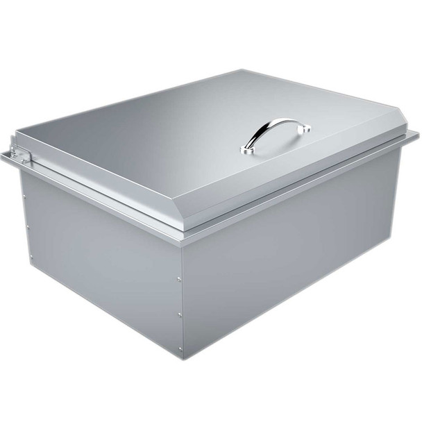 Sunstone-A-IC-28-Inch-Drop-In-Ice-Bin-Cooler-with-Stainless-Lid-and-Dual-Dividers-Closed
