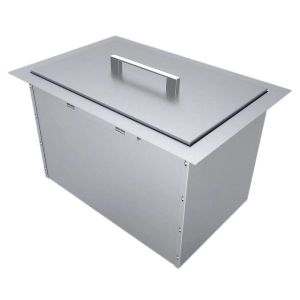 Sunstone Grills 14-Inch x 12-Inch Single Basin Outdoor Rated Stainless Steel Dual Mount Ice Bin Cooler with Lid-Top-Closed-View