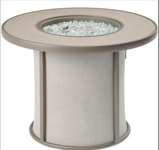 Stonefire 32 Inch Round Cast Aluminum Propane Fire Pit Table in Gray by The Outdoor GreatRoom Company