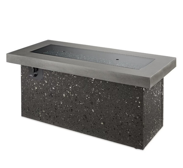 Key Largo 48 Inch Rectangular Stucco Natural Gas Fire Pit Table in Midnight Mist by The Outdoor GreatRoom Company