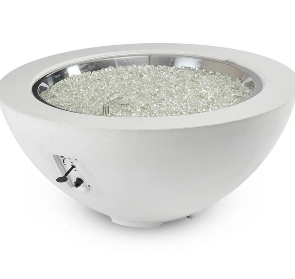 Cove 42 Inch Round GFRC Natural Gas Fire Bowl in White by The Outdoor GreatRoom Company (Ships As Propane w/ Natural Gas Conversion Kit)