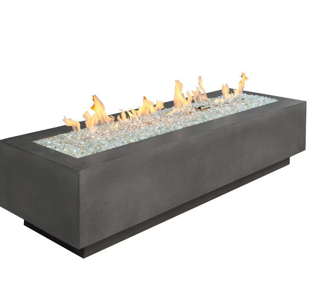 Cove 72 Inch Rectangular GFRC Propane Fire Pit in Midnight Mist by The Outdoor GreatRoom Company