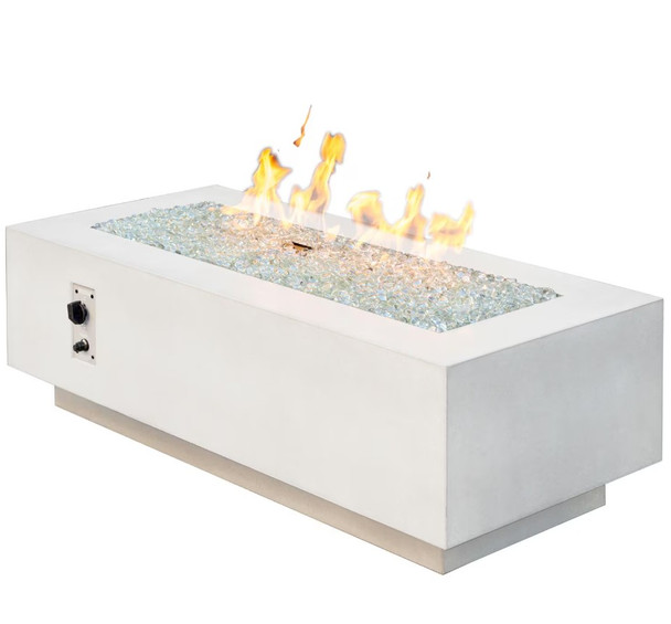 Cove 54-in Rectangular GFRC Concrete Natural Gas (Ships Propane w/ Conversion Kit) Fire Pit in White By The Outdoor GreatRoom Company