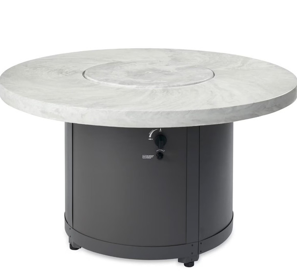 Beacon 48 Inch Round Powder Coated Steel Natural Gas Fire Pit Table in White by The Outdoor GreatRoom Company