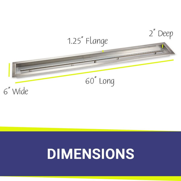 American Fire Products 60" x 6" Stainless Steel Linear Drop-In Pan - SS-LCB-60