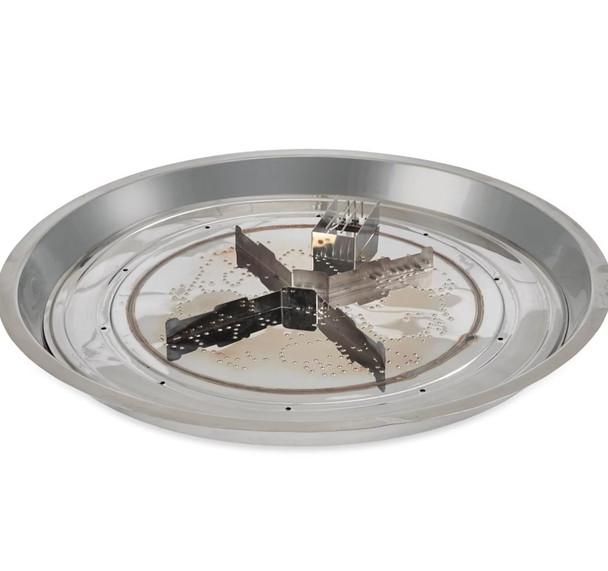 The Outdoor GreatRoom Company Crystal Fire Plus 32 Inch Drop-In Round 105,000 BTU Propane Fire Pit Burner Kit w/ Direct Spark Ignition - Stainless Steel