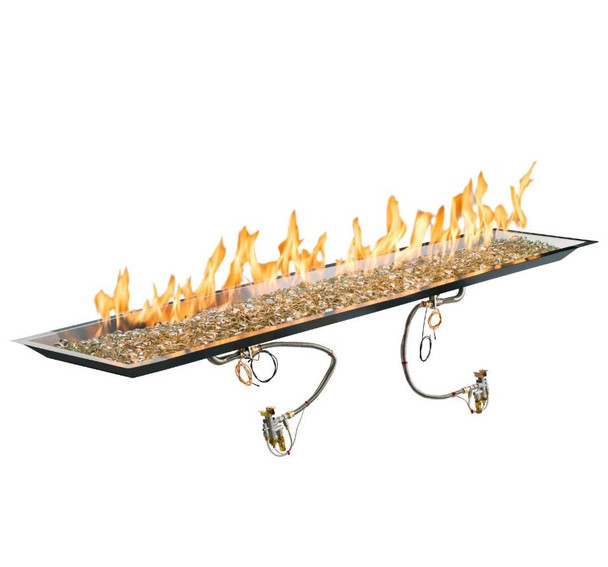 The Outdoor GreatRoom Company Crystal Fire Plus 84 X 12 Linear Natural Gas Fire Pit Burner Kit - CFP1284-B-NG