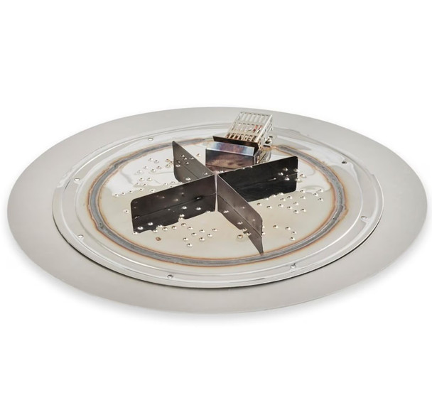 The Outdoor GreatRoom Company Crystal Fire Plus 20 Inch Flat Round 55,000 BTU Propane Fire Pit Burner Kit - Stainless Steel