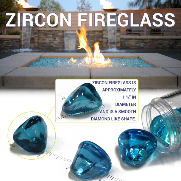 American Fire Glass Powder Blue Luster Zircon - ZIR-PWDBLLST-10
