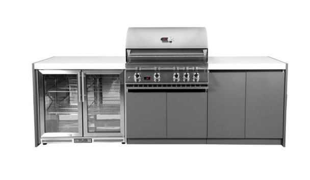 Whistler 4-Burner 102 x 28-Inch Gas Grill Island with Infrared Rear Burner, Refrigerator, and Rotisserie Kit