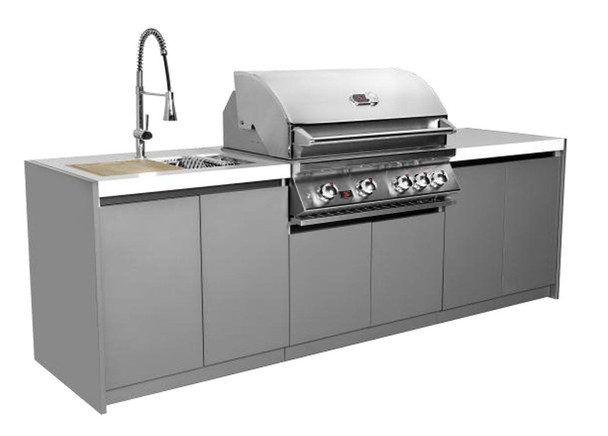 Whistler 5-Burner 104 x 28-Inch Gas Grill Island with Infrared Rear Burner, Sink, Double Side Burner, and Rotisserie Kit