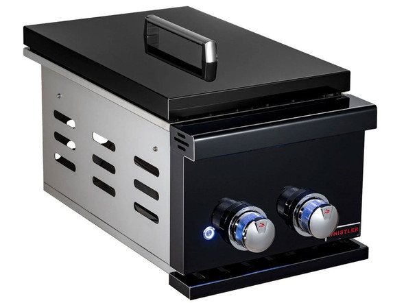 Whistler 5-Burner 141 x 28-Inch Gas Grill Island with Infrared Rear Burner, Refrigerator, Sink, Double Side Burner, and Rotisserie Kit - Black Stainless