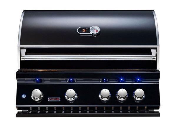 Whistler 4-Burner 127 x 28-Inch Gas Grill Island with Infrared Rear Burner, Sink, Double Side Burner, and Rotisserie Kit - Black Stainless