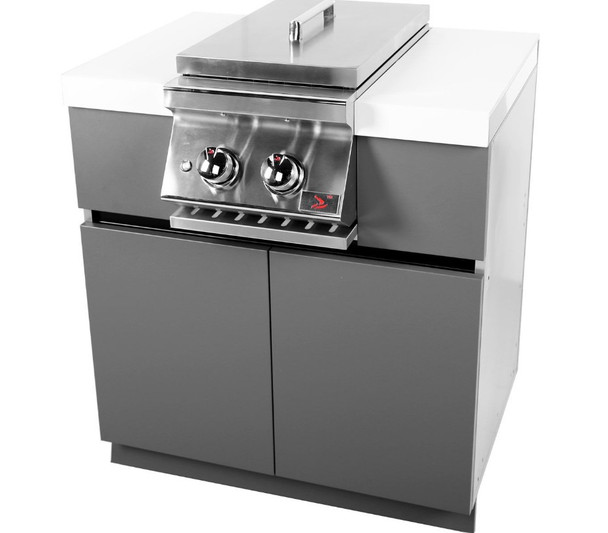 Whistler 4-Burner 132 x 61-Inch Gas Grill Island with 90-Degree Corner, Infrared Rear Burner, Refrigerator, Double Side Burner, and Rotisserie Kit