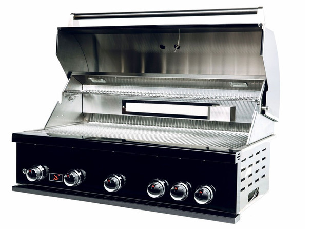 Whistler 5-Burner 140 x 61-Inch Gas Grill Island with 90-Degree Corner, Infrared Rear Burner, Refrigerator, Sink, Double Side Burner, and Rotisserie Kit - Black Stainless