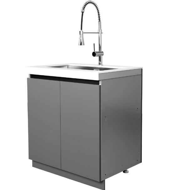 Whistler 5-Burner 140 x 92-Inch Gas Grill Island with 90-Degree Corner, Infrared Rear Burner, Refrigerator, Sink, Double Side Burner, and Rotisserie Kit - Black Stainless