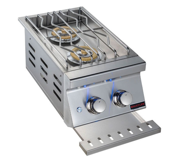 Whistler 4-Burner 155 x 67-Inch Gas Grill Island with Two 90-Degree Corners, Infrared Rear Burner, Refrigerator, Sink, Double Side Burner, and Rotisserie Kit