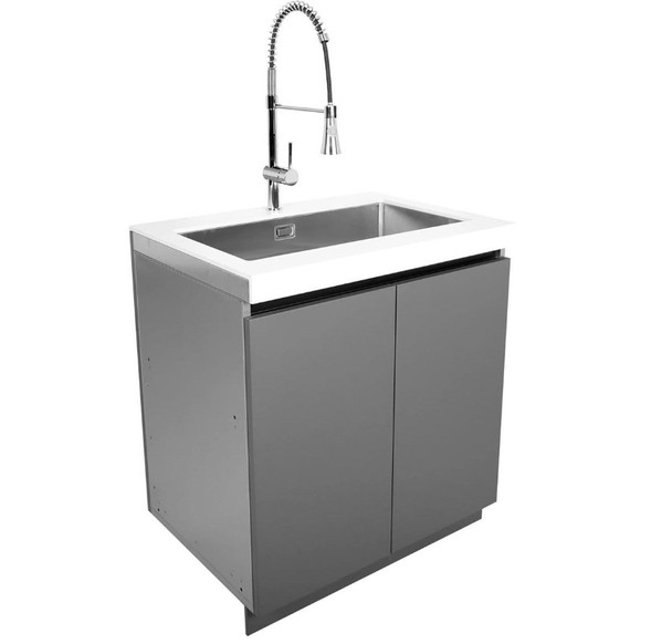 Whistler 4-Burner 155 x 67-Inch Gas Grill Island with Two 90-Degree Corners, Infrared Rear Burner, Refrigerator, Sink, Double Side Burner, and Rotisserie Kit - Black Stainless