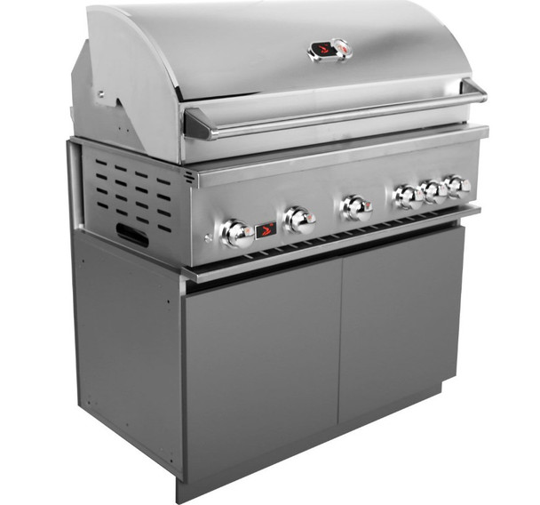Whistler 5-Burner 163 x 92-Inch Gas Grill Island with Two 90-Degree Corners, Infrared Rear Burner, Refrigerator, Sink, Double Side Burner, and Rotisserie Kit