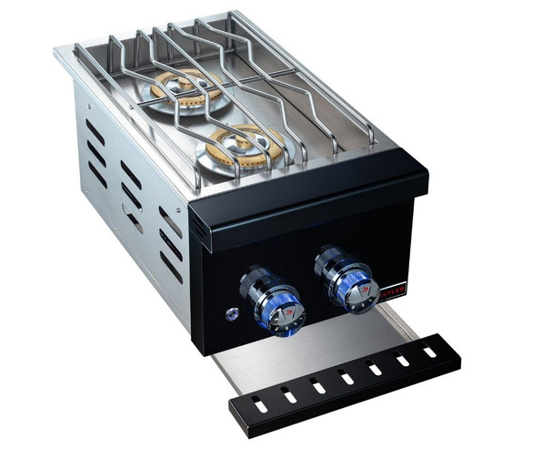 Whistler Built-In Gas Prime Double Side Burner with Lid - Black Stainless Steel