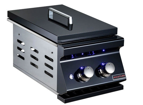 Whistler 31-Inch Stainless Steel Side Burner Cabinet with Gas Double Side Burner - Black Stainless