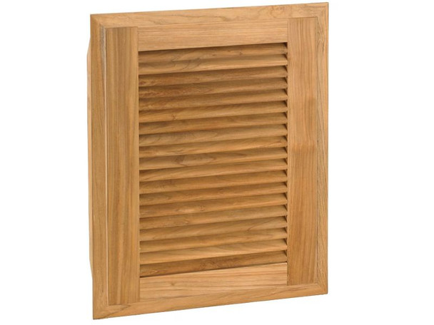 Pacific Teak Millworks 18-Inch Louvered Panel Teak Wood Single Access Door - Left Hinged - AD1-18L