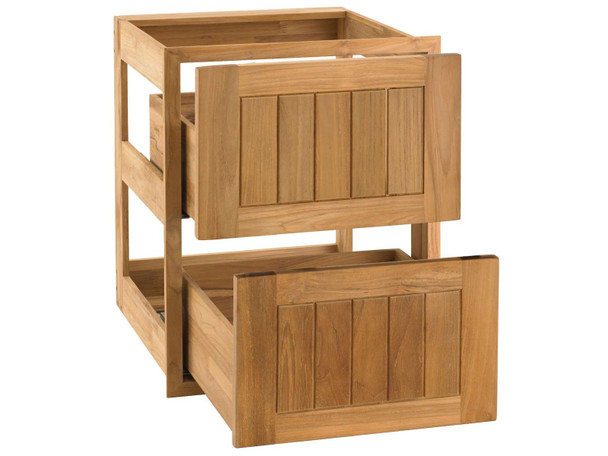 Pacific Teak Millworks Cottage 18-Inch Teak Wood Double Access Drawer - UD2V-18C