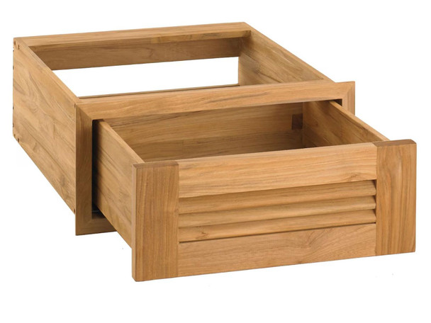 Pacific Teak Millworks 18-Inch Louvered Panel Teak Wood Single Drawer - UD1-18L